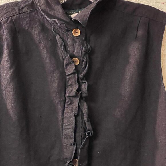 Harve Benard Linen Sleeveless Ruffle Dress 12 - Picture 3 of 8